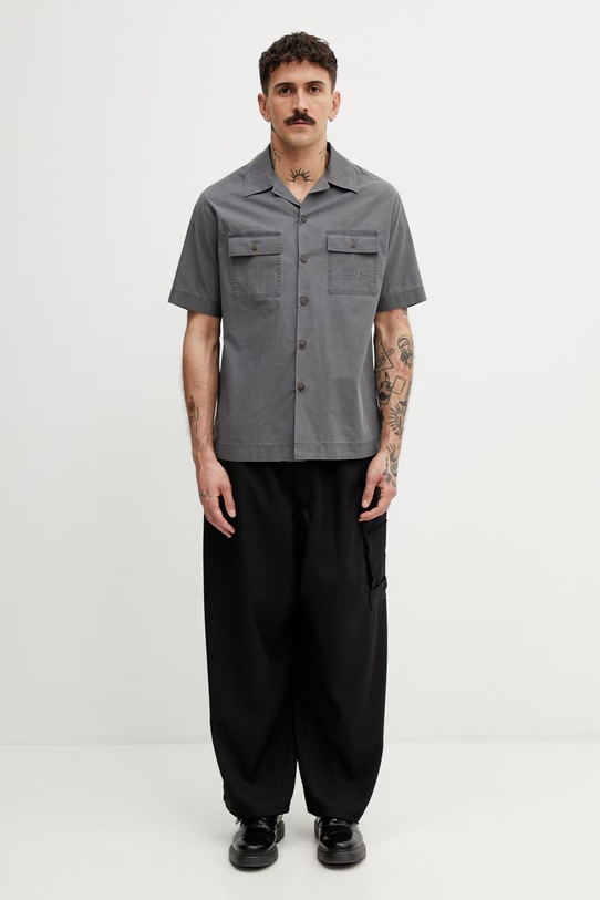 MM6 Maison Margiela koszula bawełniana męska szary SH0DR0008.M35741.855