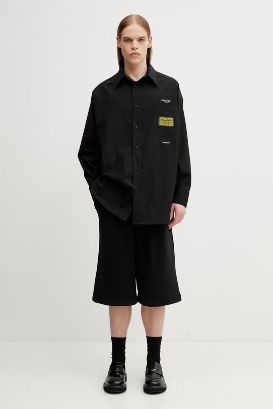 MM6 Maison Margiela koszula męska z dodatkiem wełny SH0DT0040.M35733.900 czarny