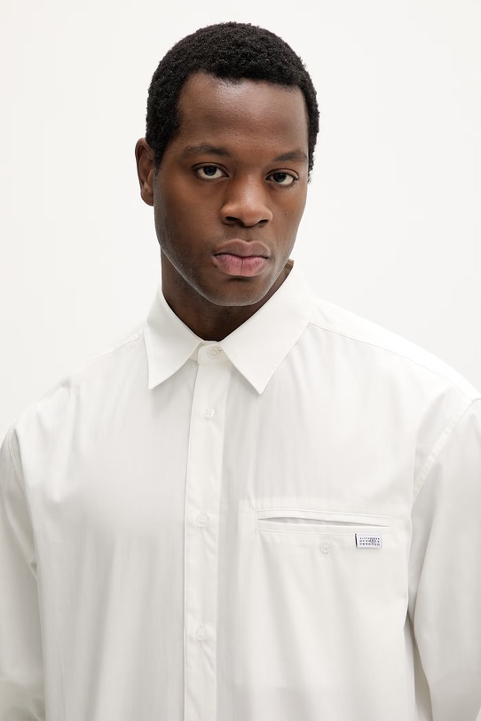 MM6 Maison Margiela koszula bawełniana beżowy SH0DT0043.M35480.101