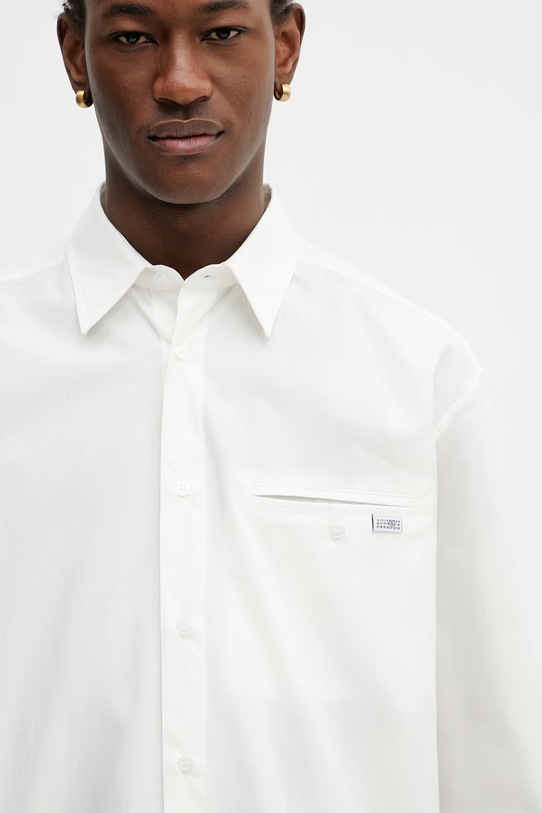 MM6 Maison Margiela koszula bawełniana beżowy SH0DT0043.M35480.101