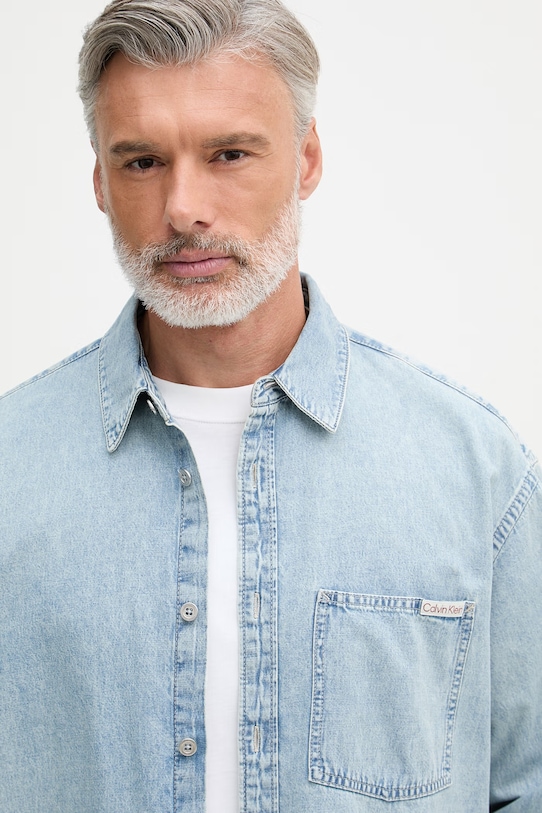 Calvin Klein Jeans košeľa pánska rifľová modrá LV04RF918G