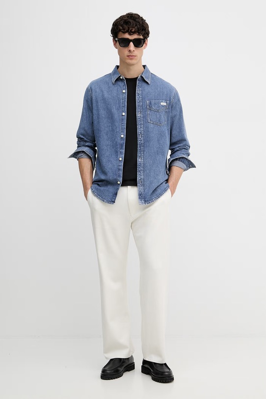 Calvin Klein Jeans koszula męska jeansowa LV04RE708G niebieski SS26