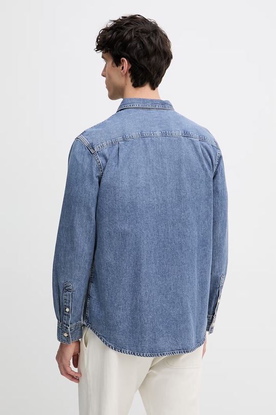 Odzież Calvin Klein Jeans koszula męska jeansowa LV04RE708G niebieski