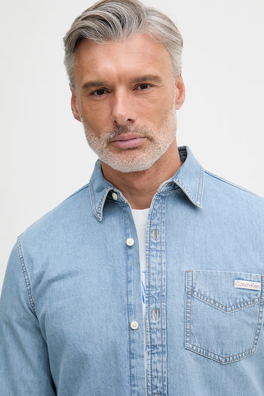 Calvin Klein Jeans košeľa pánska rifľová modrá LV04RE710G