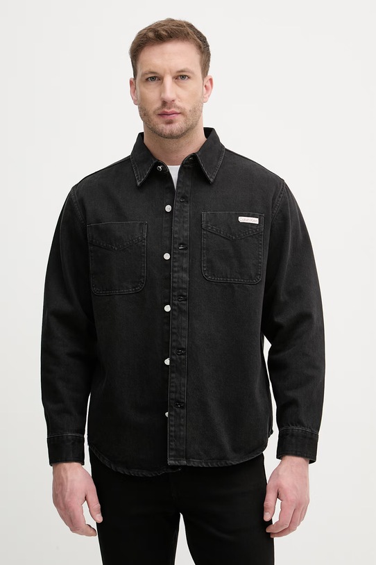 Calvin Klein Jeans camicia da uomo in jeans nero LV04RF709G