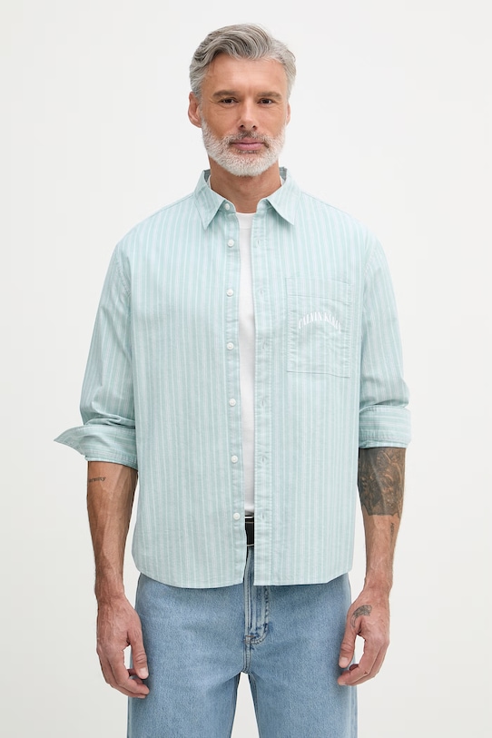 Calvin Klein Jeans srajca moška bombažna z elastanom zelena LV04RF104G