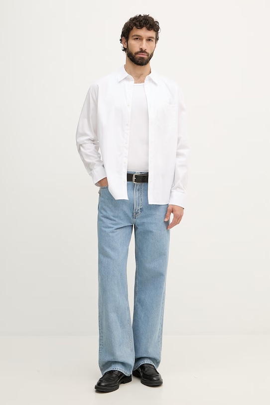 Calvin Klein Jeans πουκάμισο ανδρικό βαμβακερό LV04RF105G λευκό SS26