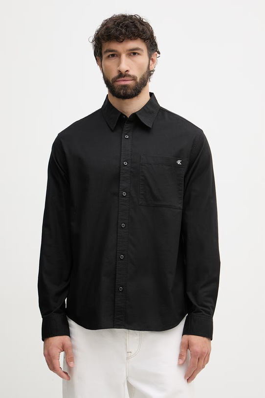 Calvin Klein Jeans srajca moška z bombažem črna LV04RF113G