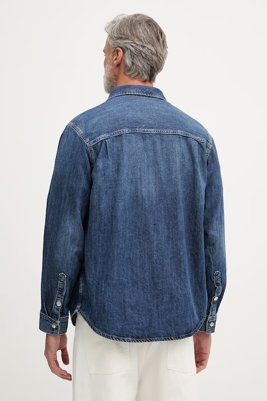 Oblečenie Calvin Klein Jeans košeľa pánska rifľová LV04RF904G tmavomodrá