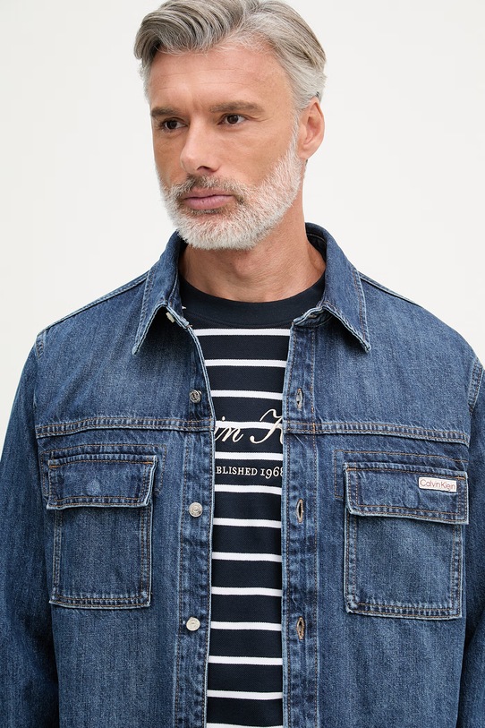 Calvin Klein Jeans košeľa pánska rifľová tmavomodrá LV04RF904G