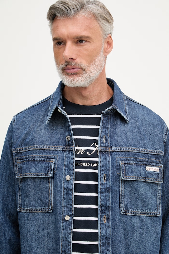 Calvin Klein Jeans košeľa pánska rifľová tmavomodrá LV04RF904G