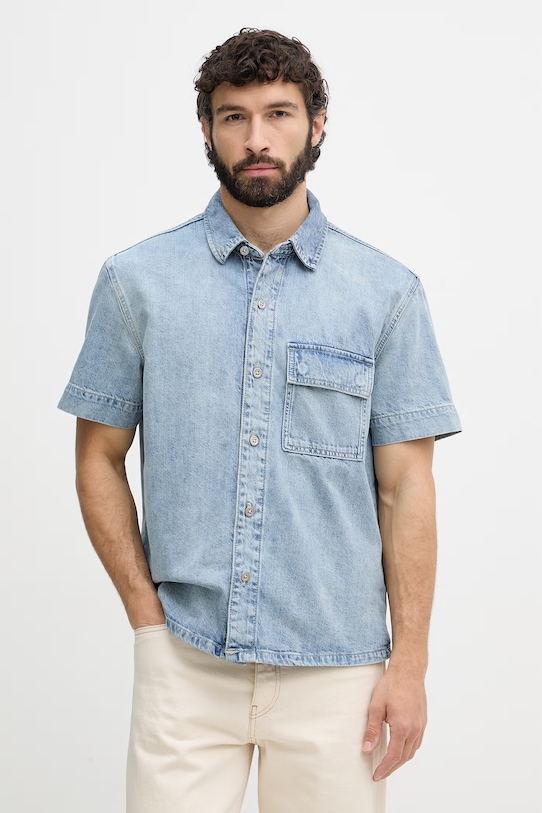 Calvin Klein Jeans πουκάμισο ανδρικό ντένιμ μπλε LV04RF906G