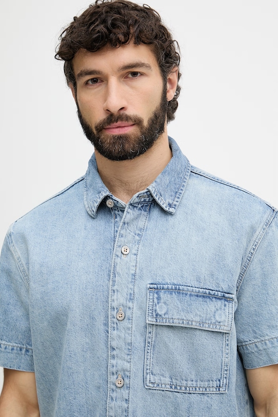 Calvin Klein Jeans πουκάμισο ανδρικό ντένιμ μπλε LV04RF906G