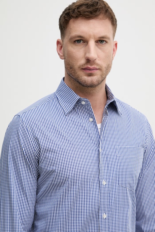 United Colors of Benetton koszula męska bawełniana niebieski 52DTUQ06Q