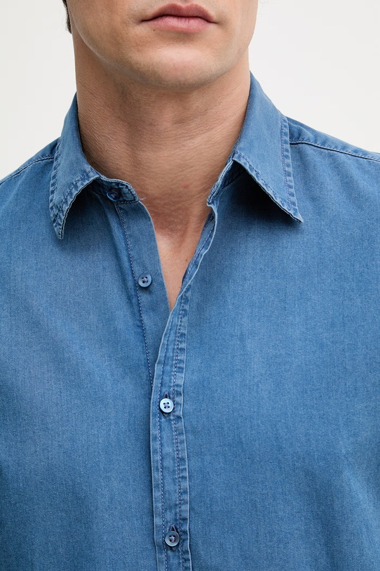 United Colors of Benetton koszula męska z bawełny 58JKUQ065 niebieski