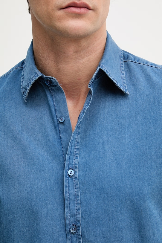 United Colors of Benetton koszula męska z bawełny 58JKUQ065 niebieski