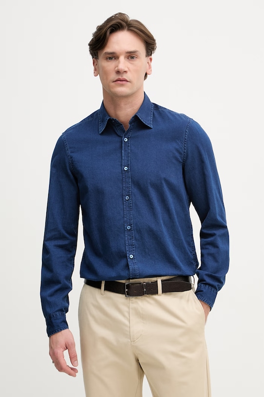 United Colors of Benetton koszula męska z bawełny granatowy 58JKUQ065