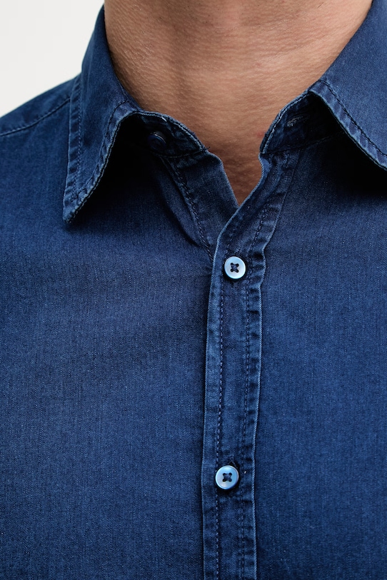 United Colors of Benetton koszula męska z bawełny 58JKUQ065 granatowy