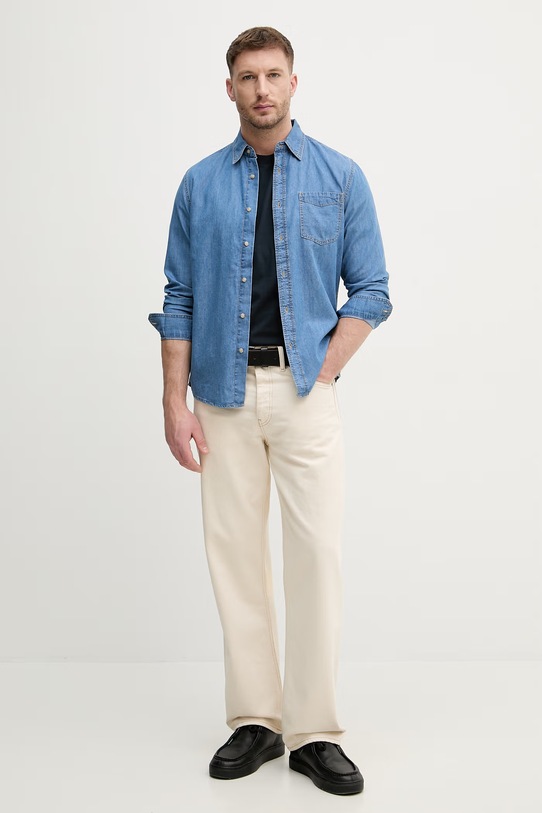 United Colors of Benetton koszula męska jeansowa 5YETUQ06J niebieski SS26