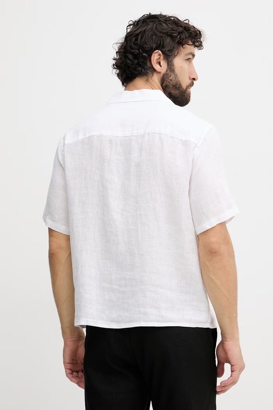Odjeća United Colors of Benetton košulja za muškarce od lana 5BKUUQ06S bijela