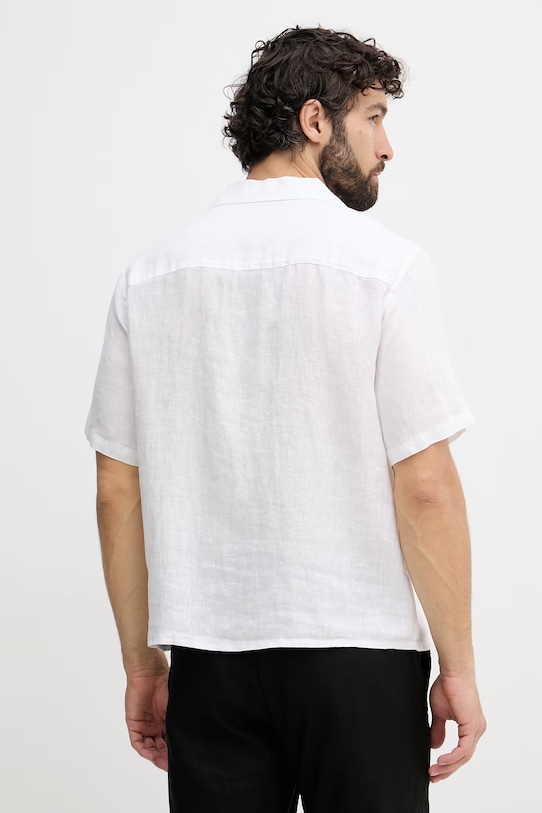 Odjeća United Colors of Benetton košulja za muškarce od lana 5BKUUQ06S bijela
