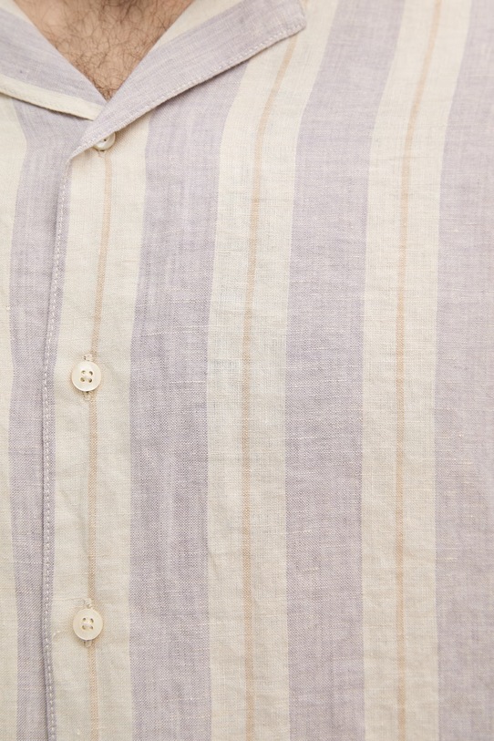 United Colors of Benetton Πουκάμισο ανδρικό λινό 5BKUUQ06S μωβ