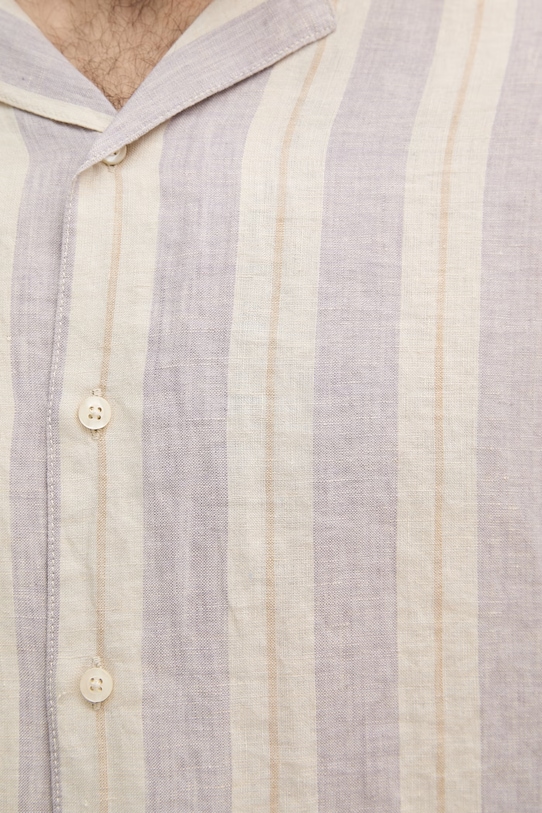 United Colors of Benetton Πουκάμισο ανδρικό λινό 5BKUUQ06S μωβ