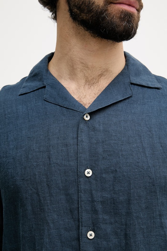 United Colors of Benetton Πουκάμισο ανδρικό λινό 5BKUUQ06S σκούρο μπλε
