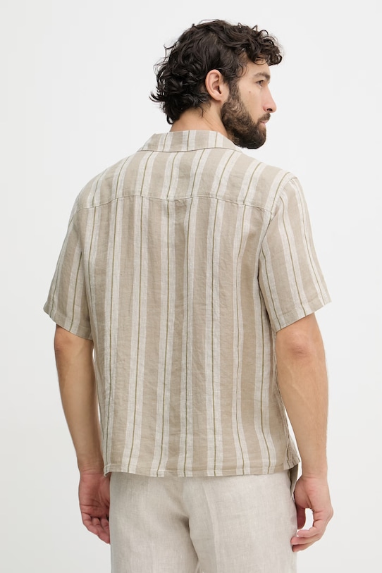 Odjeća United Colors of Benetton košulja za muškarce od lana 5BKUUQ06S zelena