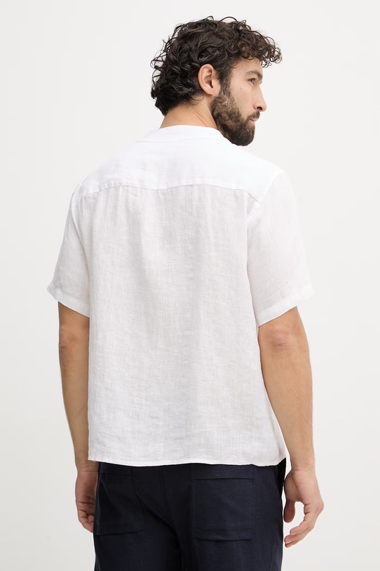Дрехи United Colors of Benetton риза мъжка от лен 5BKUUQ06X бял