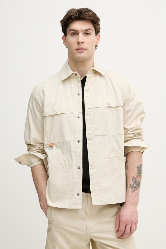 United Colors of Benetton safari košile pánská bavlněná béžová 5QEZUQ06M