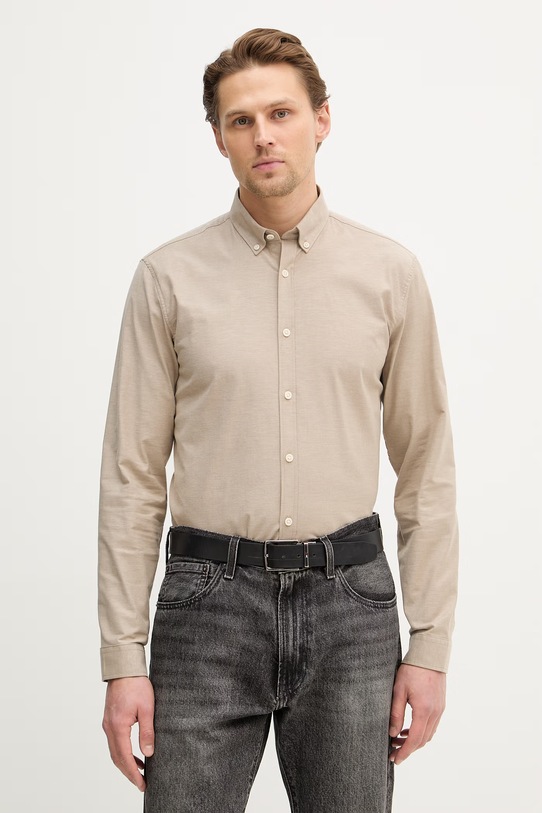 Lindbergh koszula z elastanem beżowy 30.203174B