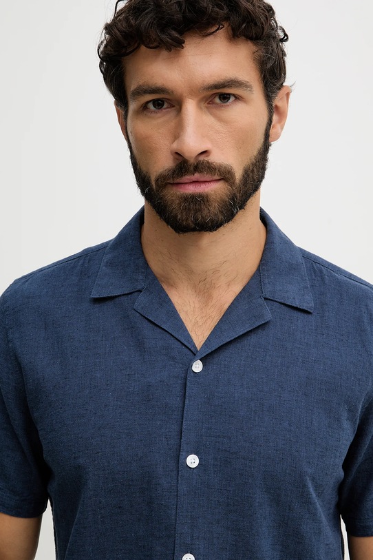Lindbergh koszula z dodatkiem lnu granatowy 30.203319