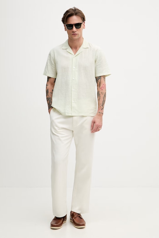 Lindbergh koszula z dodatkiem lnu 30.203319 zielony SS26