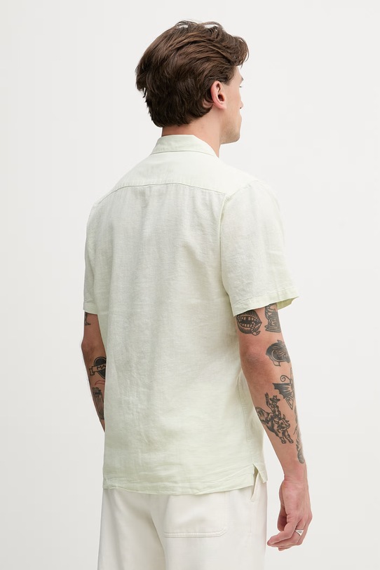 Odzież Lindbergh koszula z dodatkiem lnu 30.203319 zielony