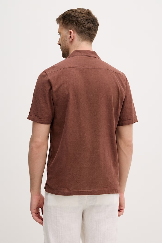 Odzież Lindbergh koszula z dodatkiem lnu 30.203319 brązowy