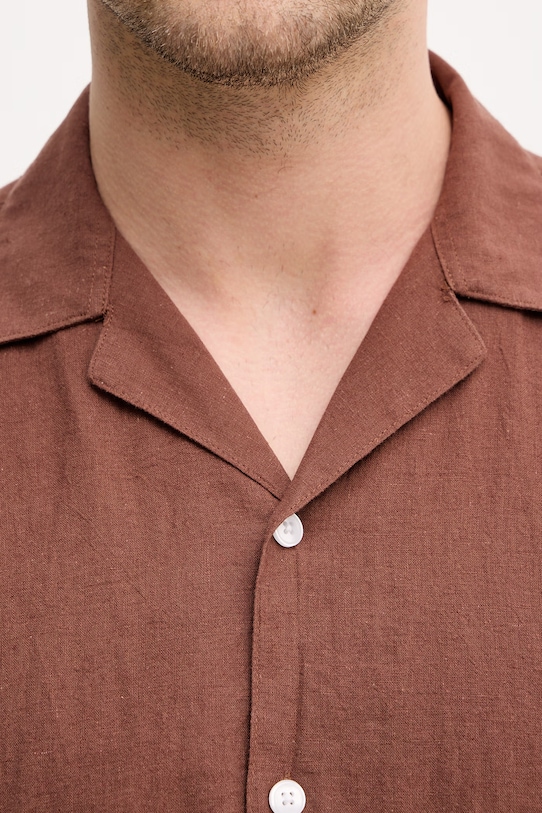 Lindbergh koszula z dodatkiem lnu 30.203319 brązowy