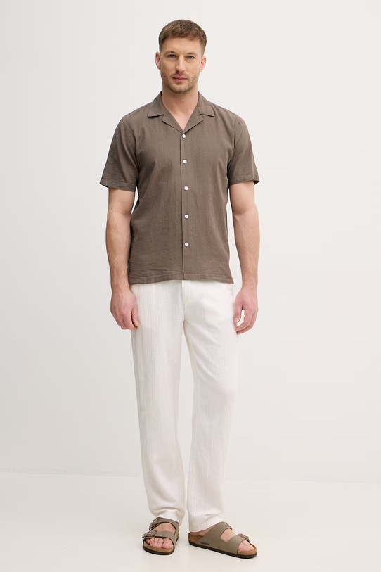 Lindbergh koszula z dodatkiem lnu 30.203319 zielony SS26