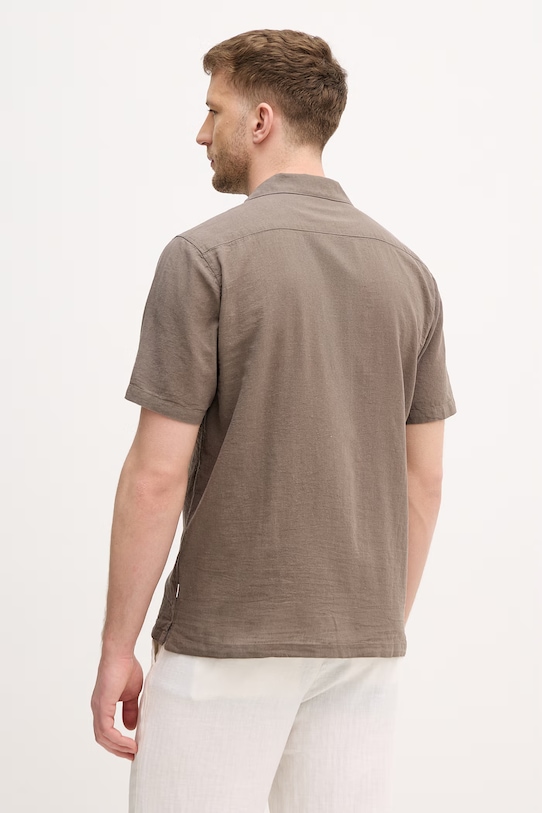 Odzież Lindbergh koszula z dodatkiem lnu 30.203319 zielony