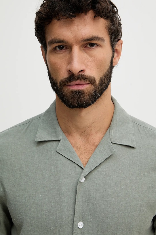 Lindbergh koszula z dodatkiem lnu zielony 30.203319