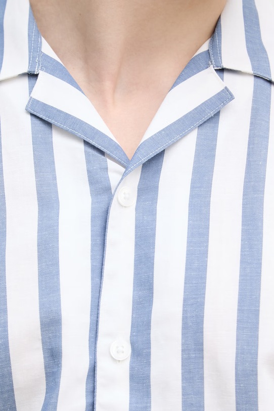 Lindbergh koszula męska z dodatkiem lnu 30.203321 niebieski