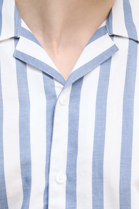 Lindbergh koszula męska z dodatkiem lnu 30.203321 niebieski