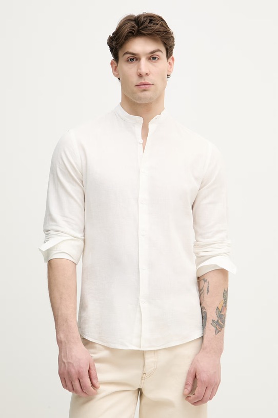 Lindbergh koszula męska z lnem biały 30.203344A