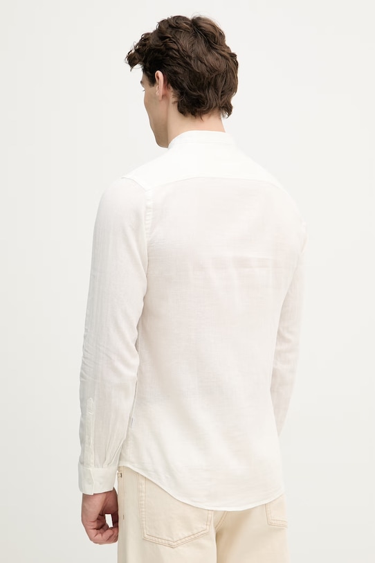 Odzież Lindbergh koszula męska z lnem 30.203344A biały