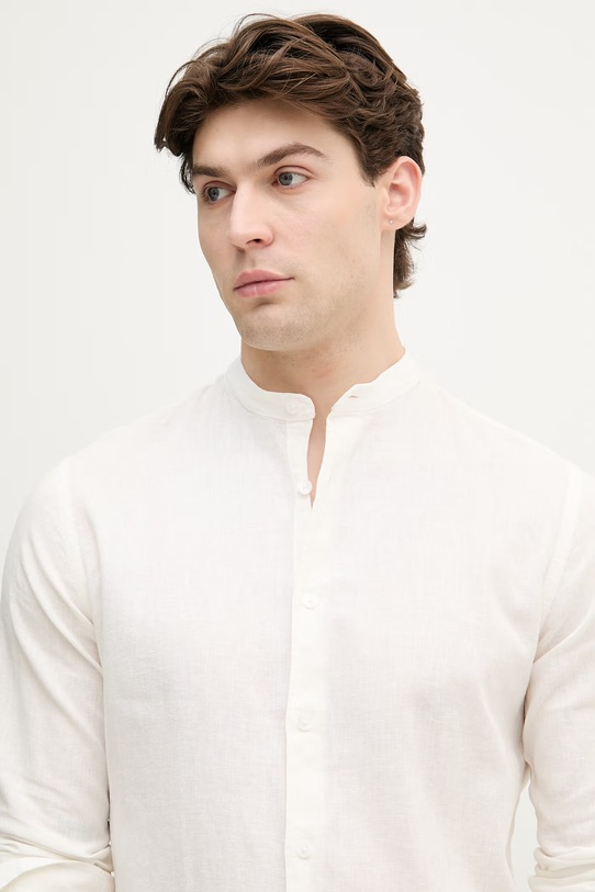 Lindbergh koszula męska z lnem biały 30.203344A