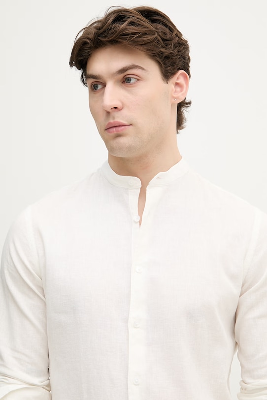 Lindbergh koszula męska z lnem biały 30.203344A