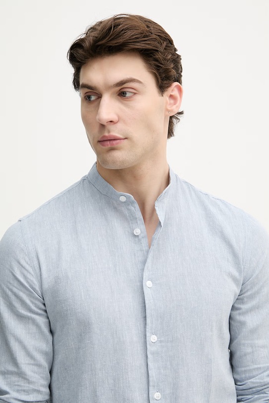 Lindbergh koszula męska z lnem niebieski 30.203344A