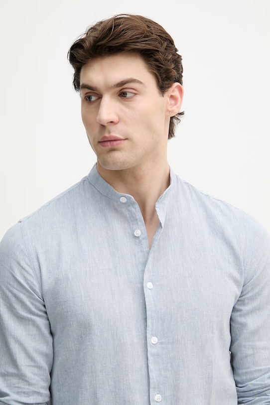 Lindbergh koszula męska z lnem niebieski 30.203344A