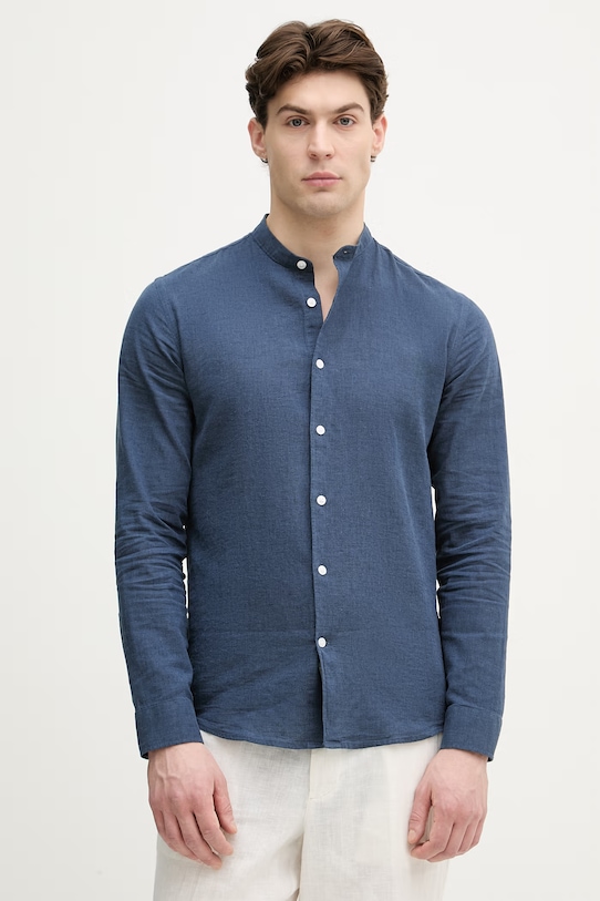 Lindbergh koszula męska z lnem granatowy 30.203344A