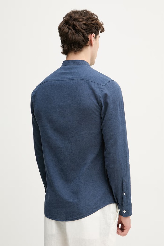 Odzież Lindbergh koszula męska z lnem 30.203344A granatowy